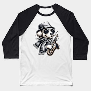 Dog Playing Saxophone Cute Graphic Tees Men Women Boys Baseball T-Shirt